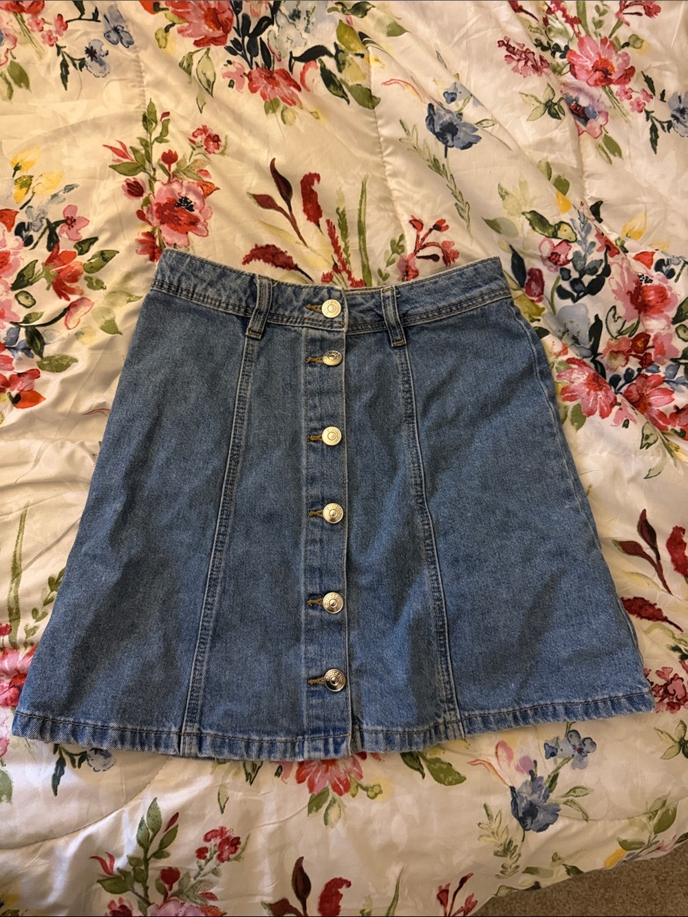 H&M Blue Denim Button-Front A-Line Skirt - Picture 1 of 1